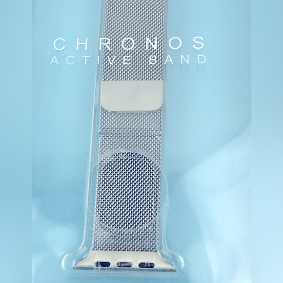 APPLE WATCH BAND, MAGNETIC FASTENER, SILVER COLOR, FITS 42mm-44mm, METAL, UNISEX - Picture 6 of 14